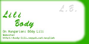 lili body business card